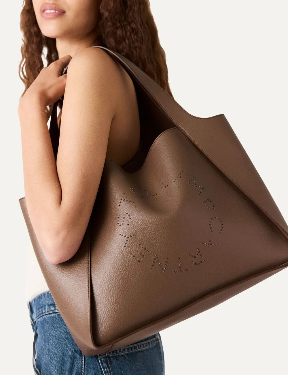 STELLA MCCARTNEY LOGO TOTE BAG EMBOSSED ASH