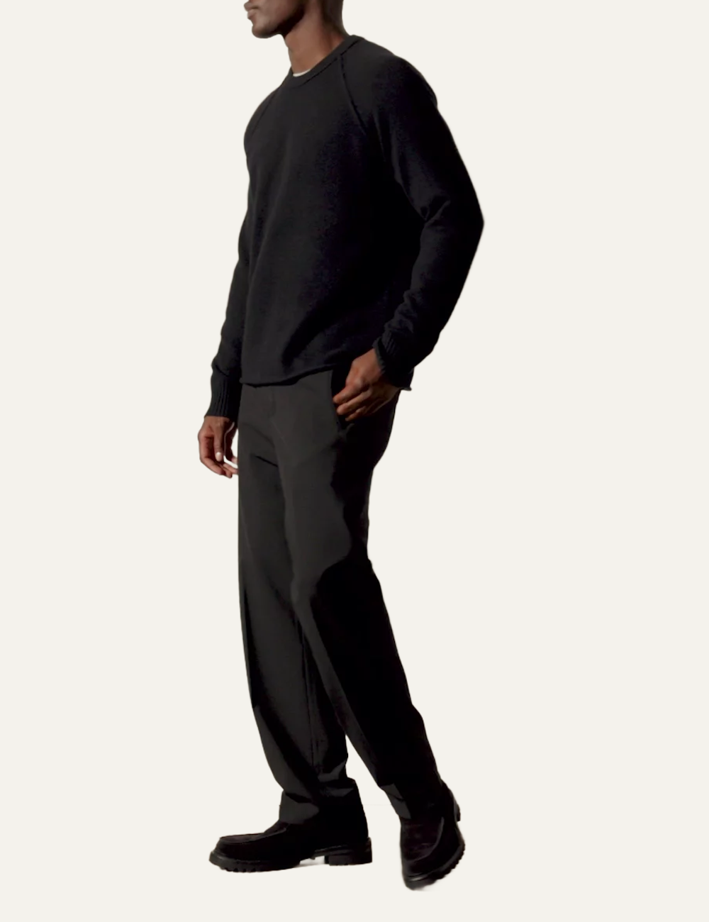 JAMES PERSE RECYCLED CASHMERE RAGLAN CREW BLACK