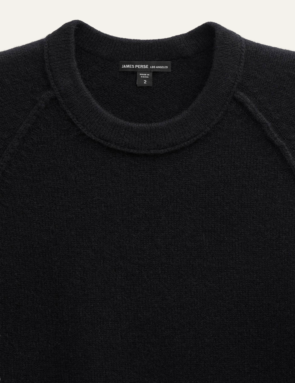 JAMES PERSE RECYCLED CASHMERE RAGLAN CREW BLACK