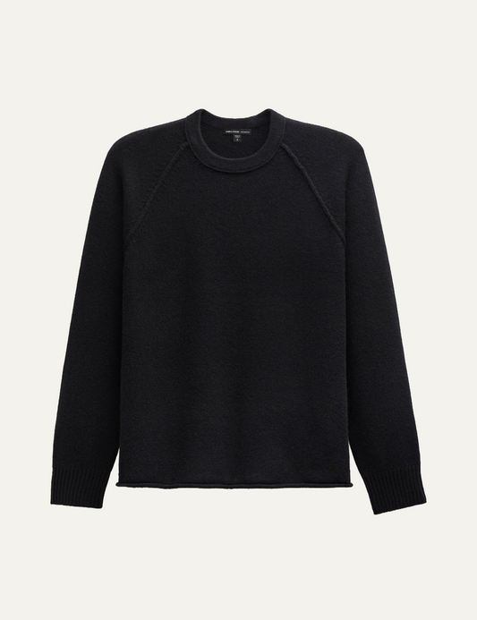 JAMES PERSE RECYCLED CASHMERE RAGLAN CREW BLACK