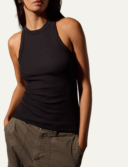 JAMES PERSE CUTWAY RIB TANK BLACK