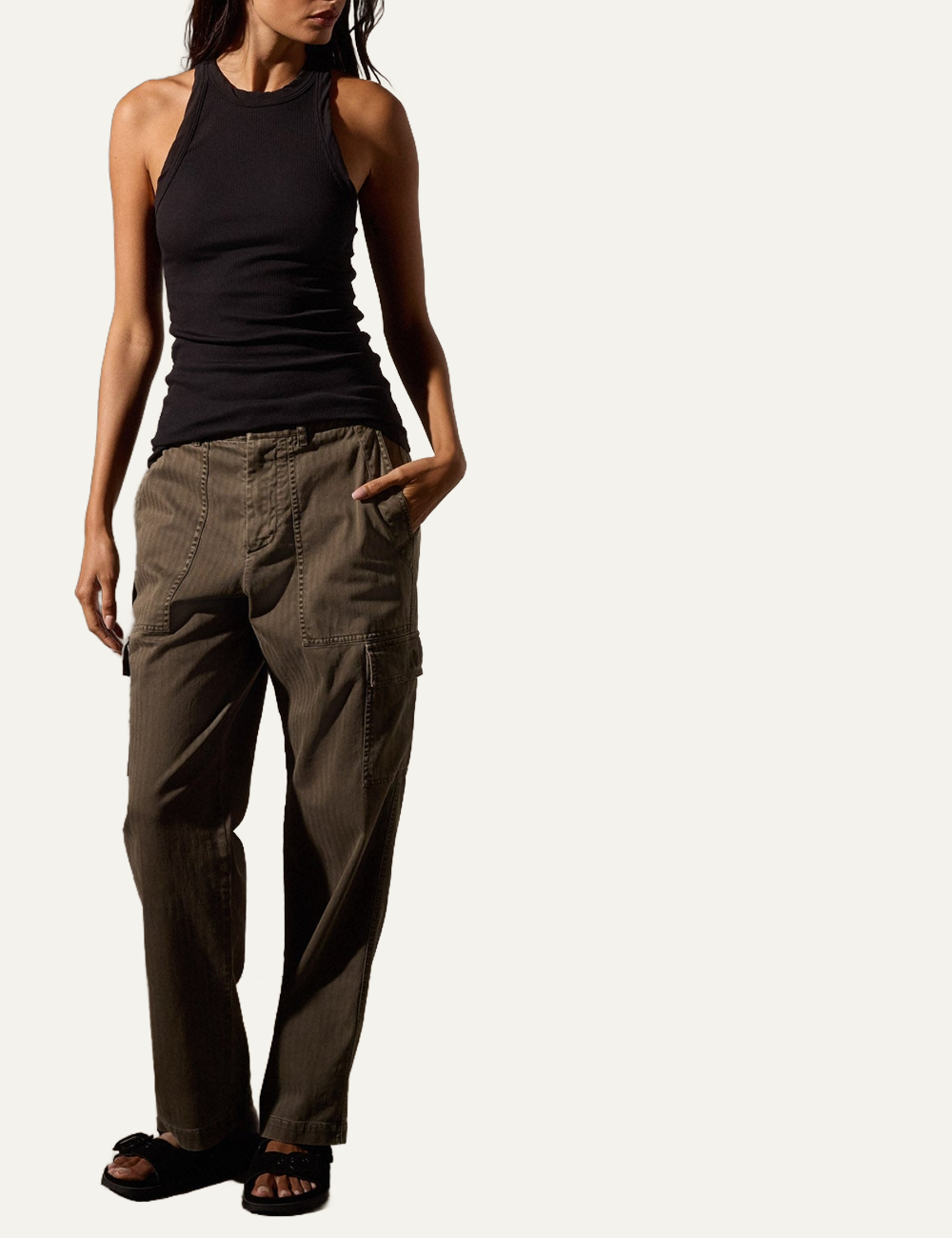 JAMES PERSE CUTWAY RIB TANK BLACK