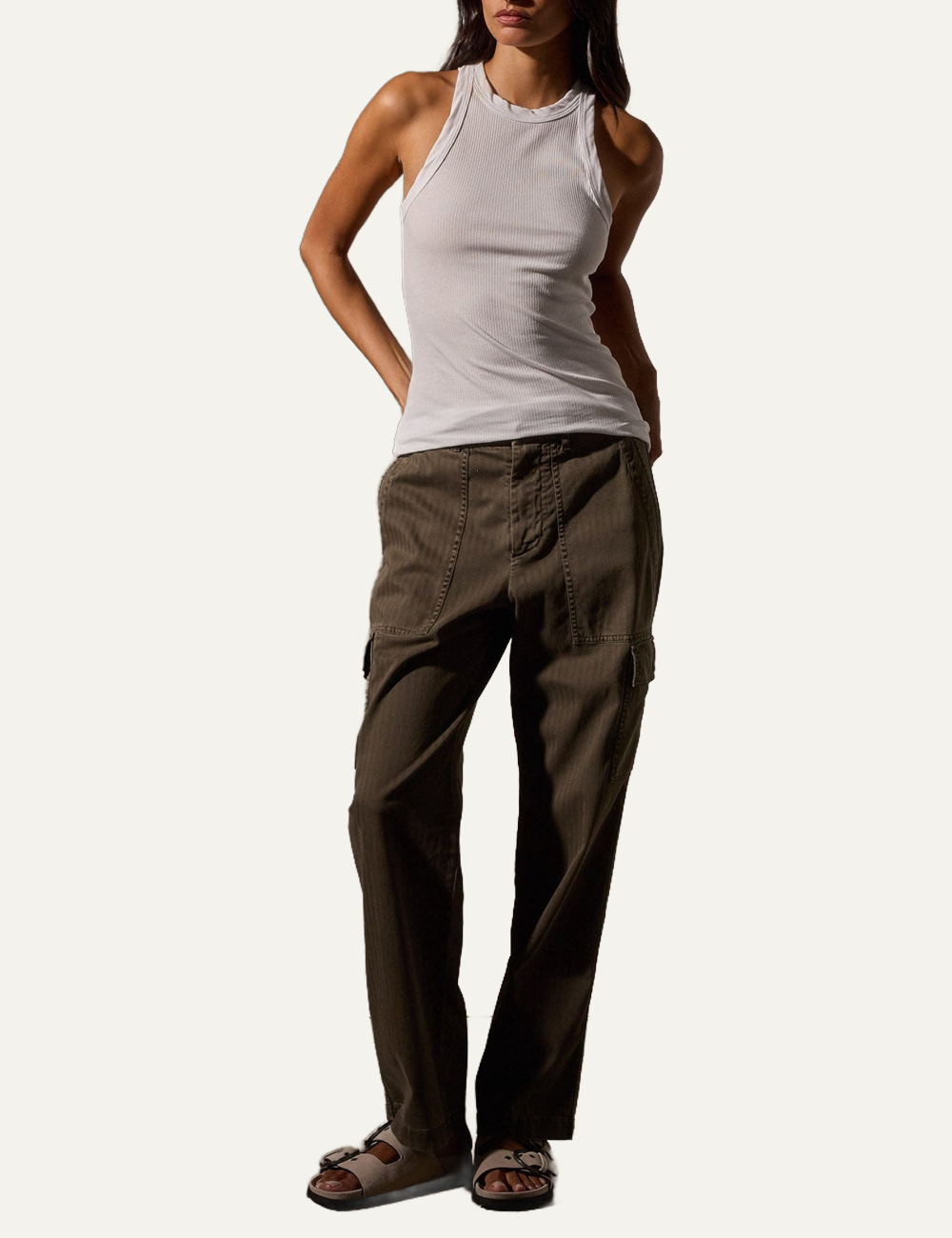 JAMES PERSE CUTWAY RIB TANK WHITE