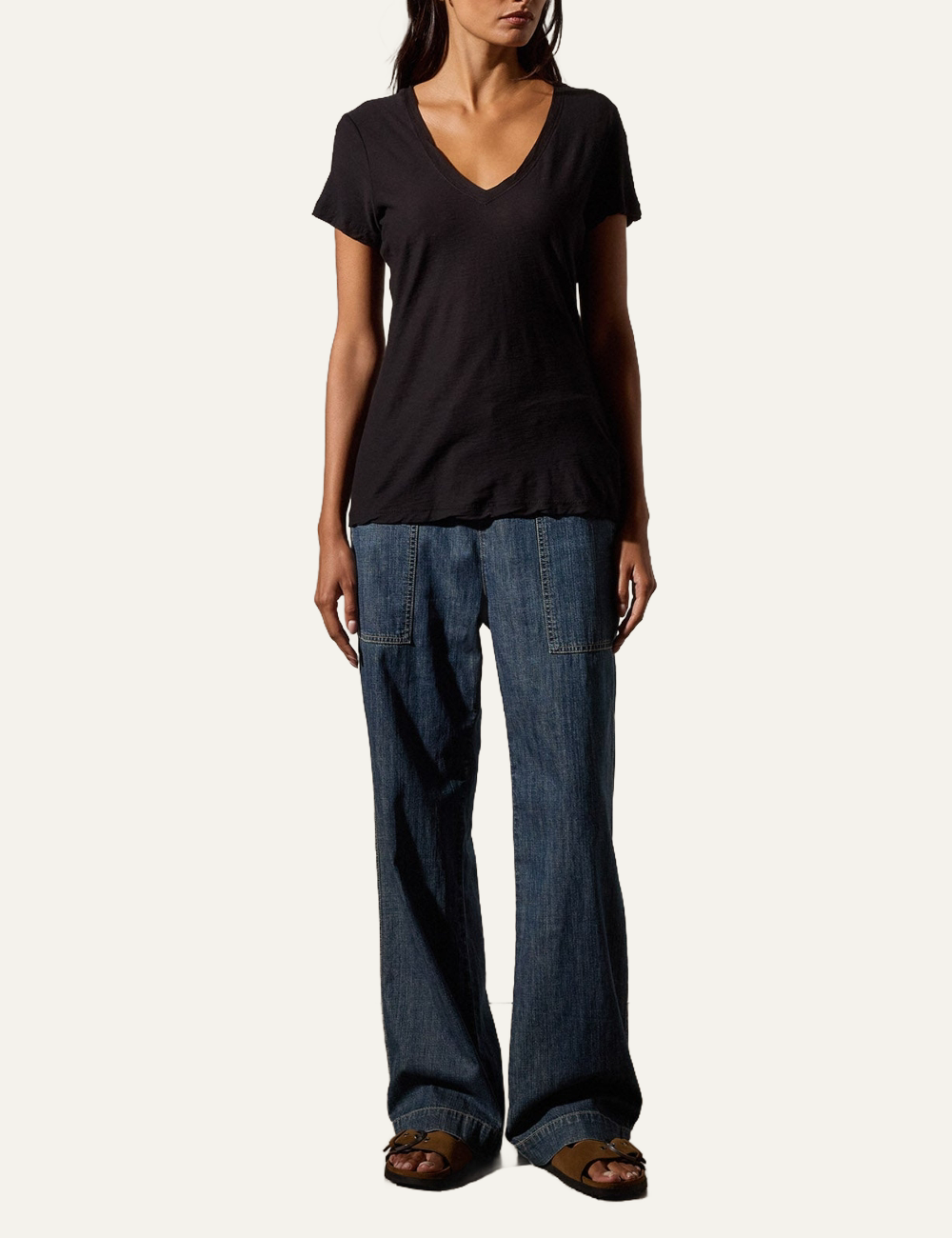 JAMES PERSE CASUAL TEE W/REVERSE BINDING BLACK