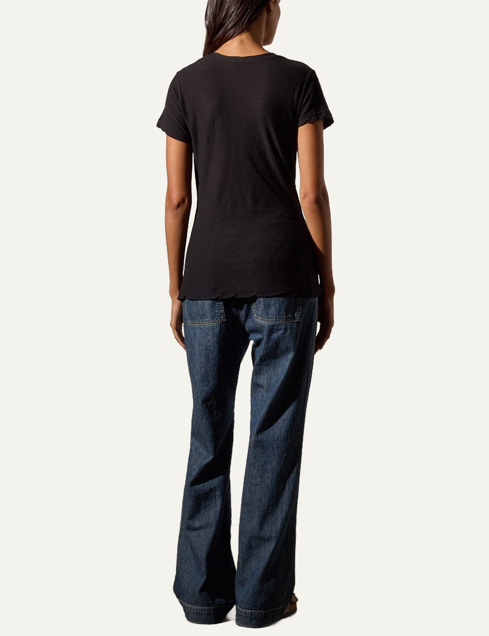 JAMES PERSE CASUAL TEE W/REVERSE BINDING BLACK