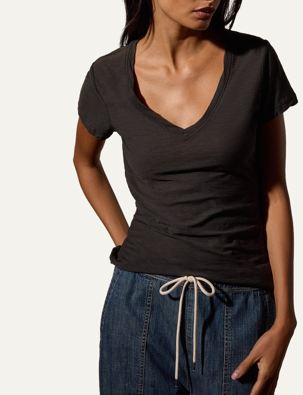 JAMES PERSE CASUAL TEE W/REVERSE BINDING CARBON