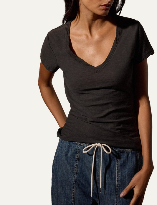 JAMES PERSE CASUAL TEE W/REVERSE BINDING CARBON