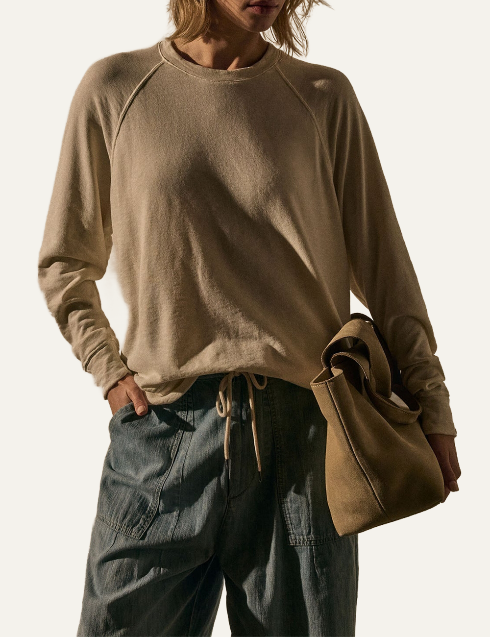 JAMES PERSE FRENCH TERRY RELAXED SWEATSHIRT ALABASTER