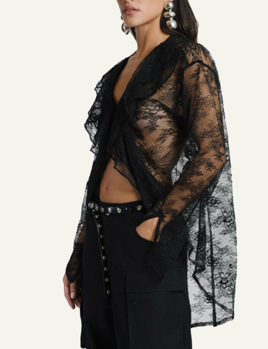 STUDIO 83 LACE SHIRT BLACK