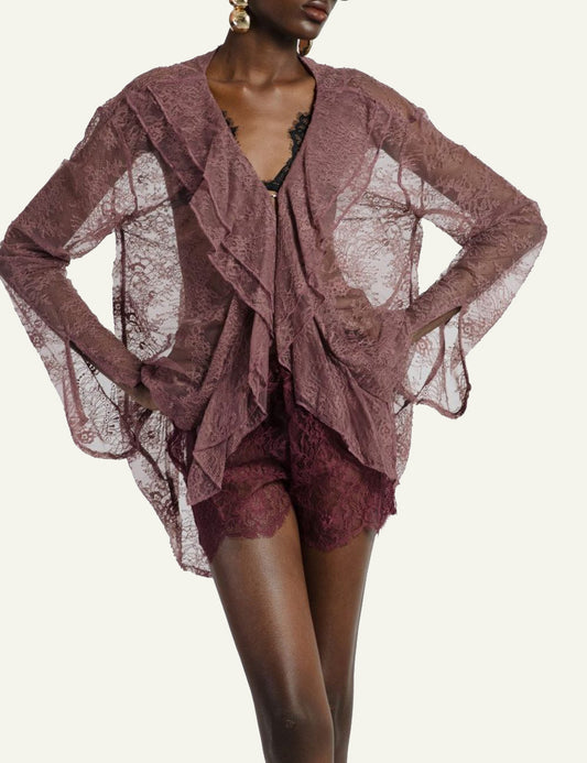 STUDIO 83 LACE SHIRT DUSTY PINK