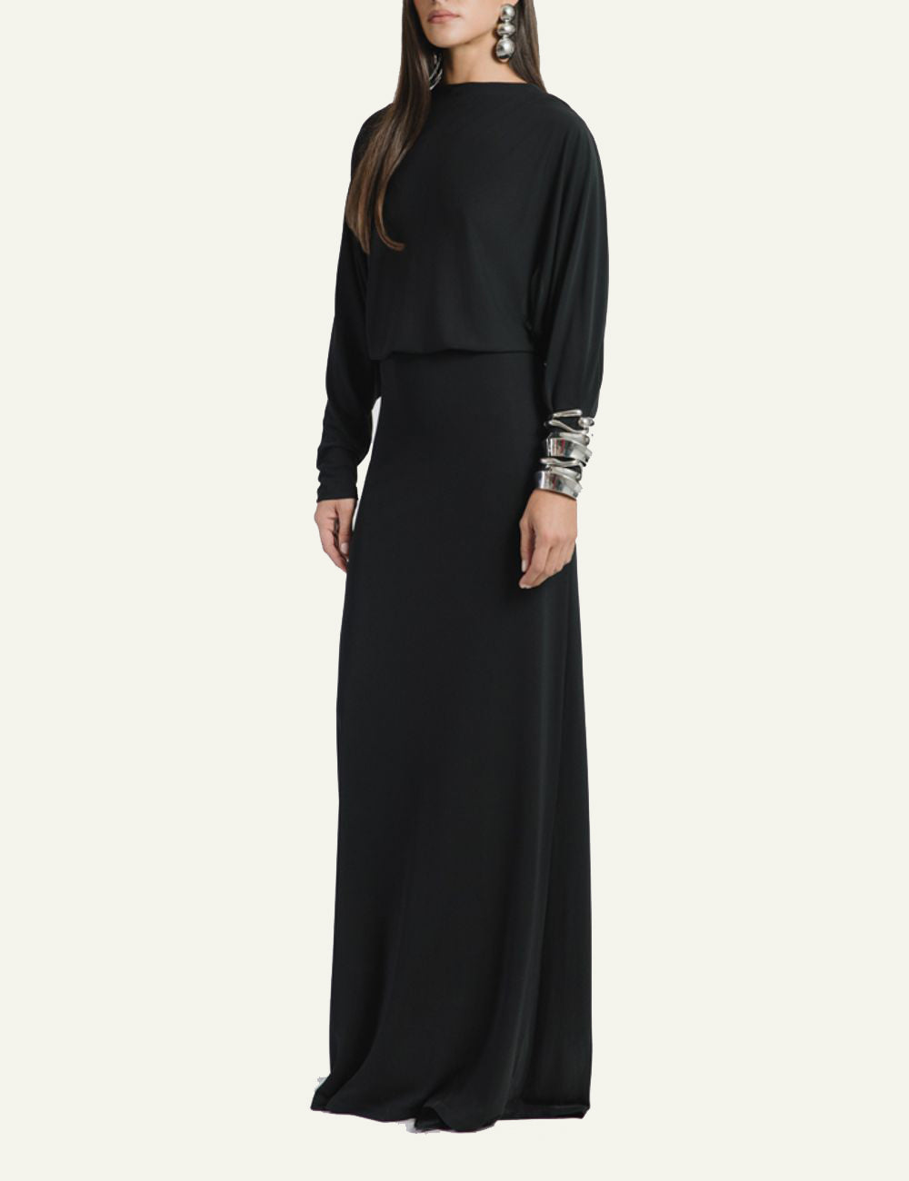 STUDIO 83 OPEN BACK LONG DRESS BLACK