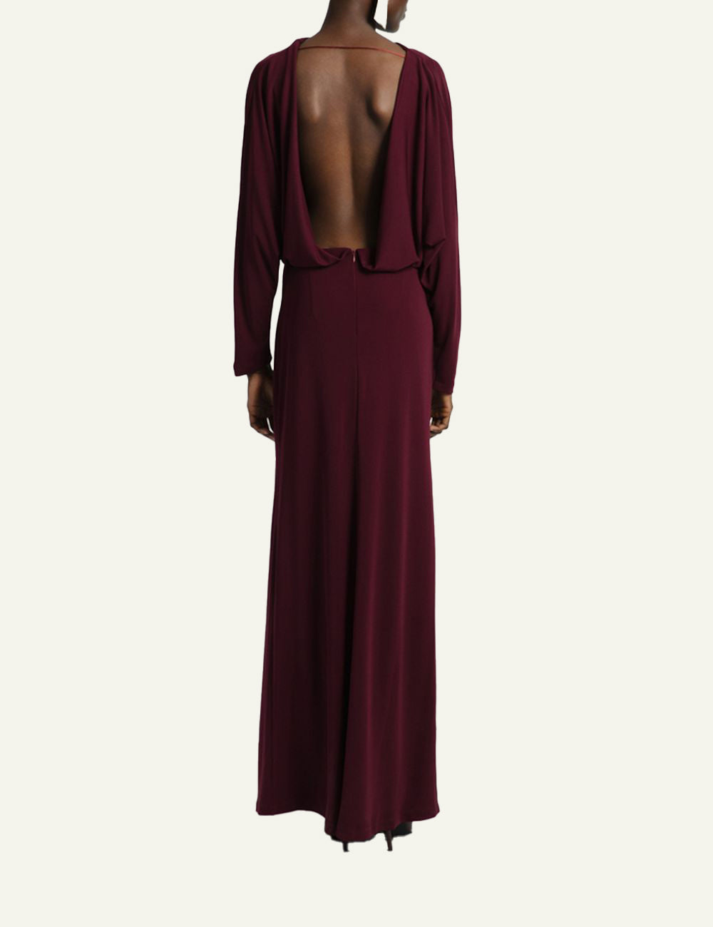 STUDIO 83 OPEN BACK LONG DRESS BURGUNDY