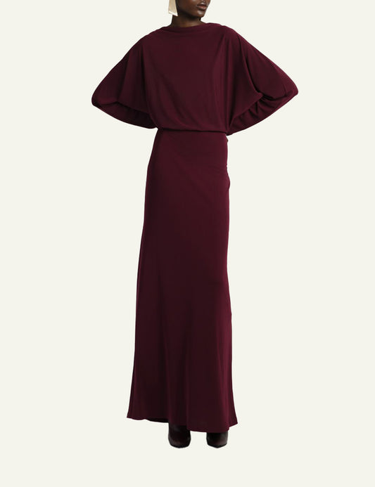 STUDIO 83 OPEN BACK LONG DRESS BURGUNDY
