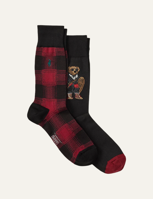 POLO RALPH LAUREN HOLIDAY BEAR-CREW SOCK-2 PACK