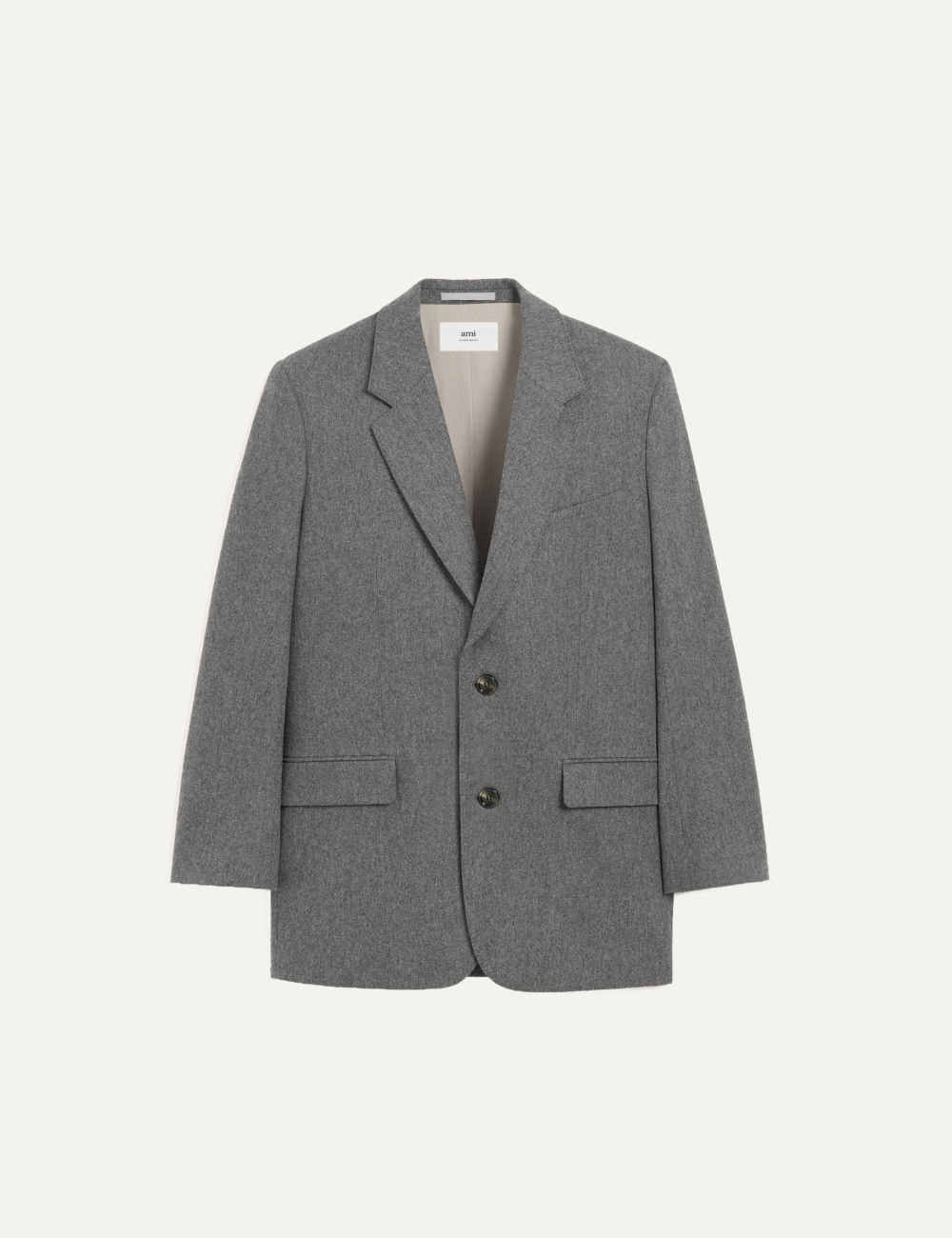 AMI GREY WOOL LOOSE SINGLE BRASTED JACKET