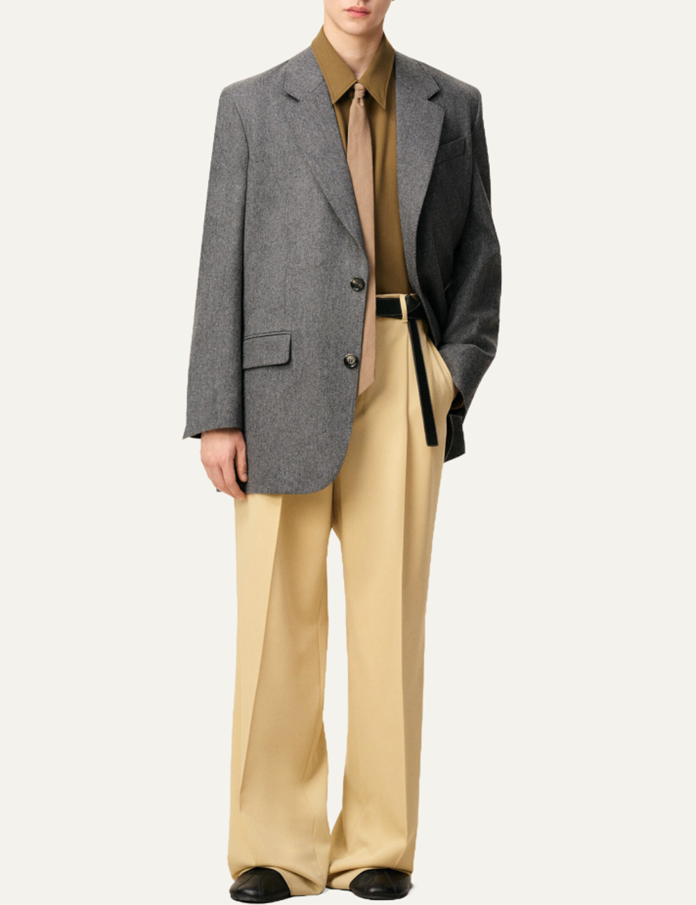 AMI GREY WOOL LOOSE SINGLE BRASTED JACKET