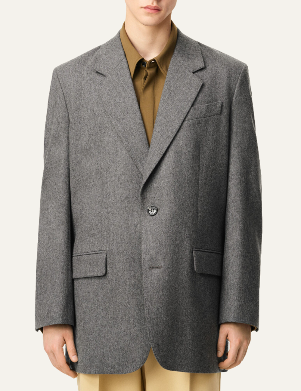 AMI GREY WOOL LOOSE SINGLE BRASTED JACKET