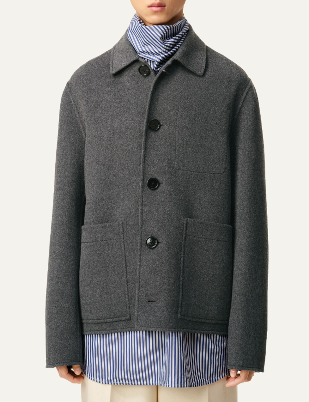 AMI WOOL BOXY BUTTONED JACKET