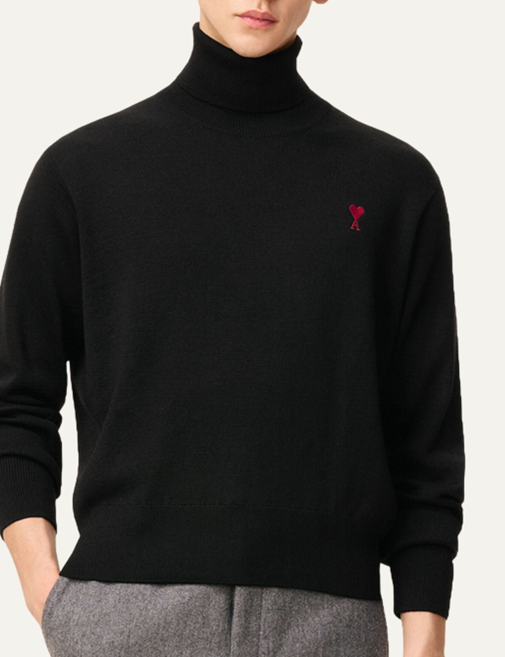 AMI ADC SWEATER BLACK/RED