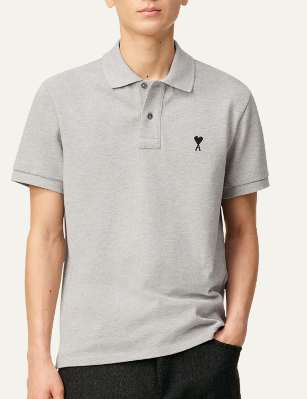AMI AMI DE COEUR POLO SHIRT HEATHER ASH GREY
