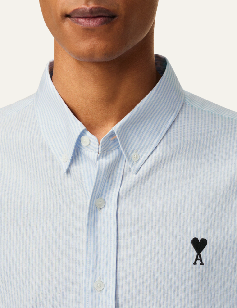 AMI CLASSIC FIT SHIRT SKY BLUE/NATURAL WHITE