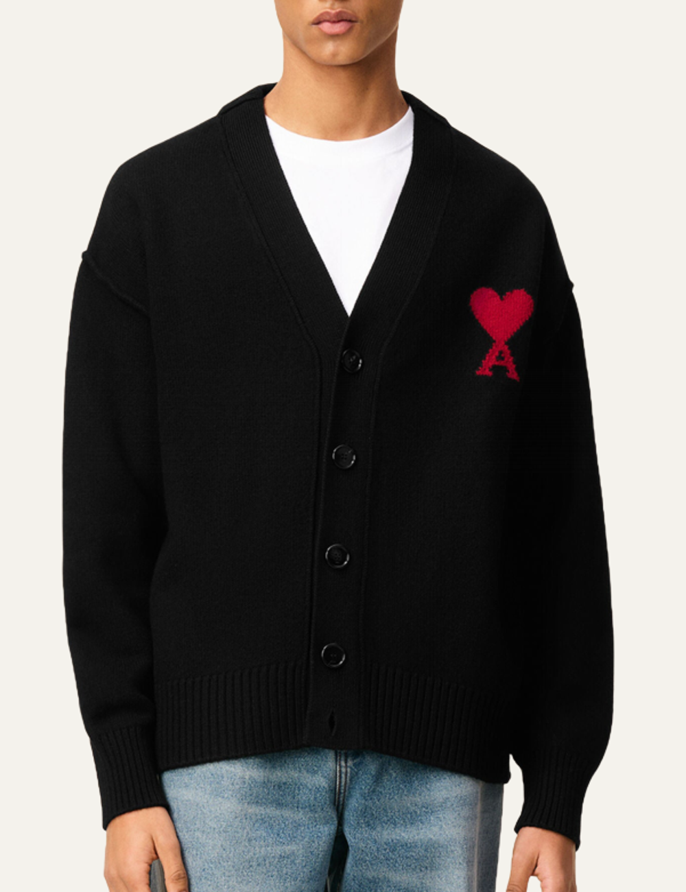 AMI ADC CARDIGAN BLACK/RED