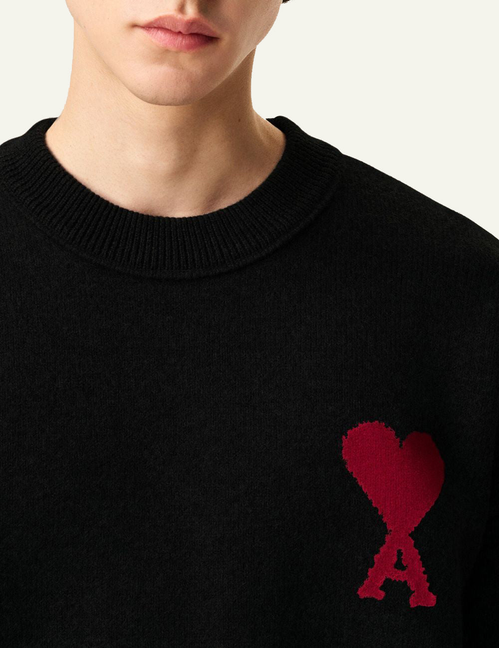 AMI ADC CREWNECK SWEATER BLACK/RED