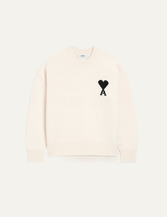 AMI ADC CREWNECK SWEATER OFF WHITE/BLACK