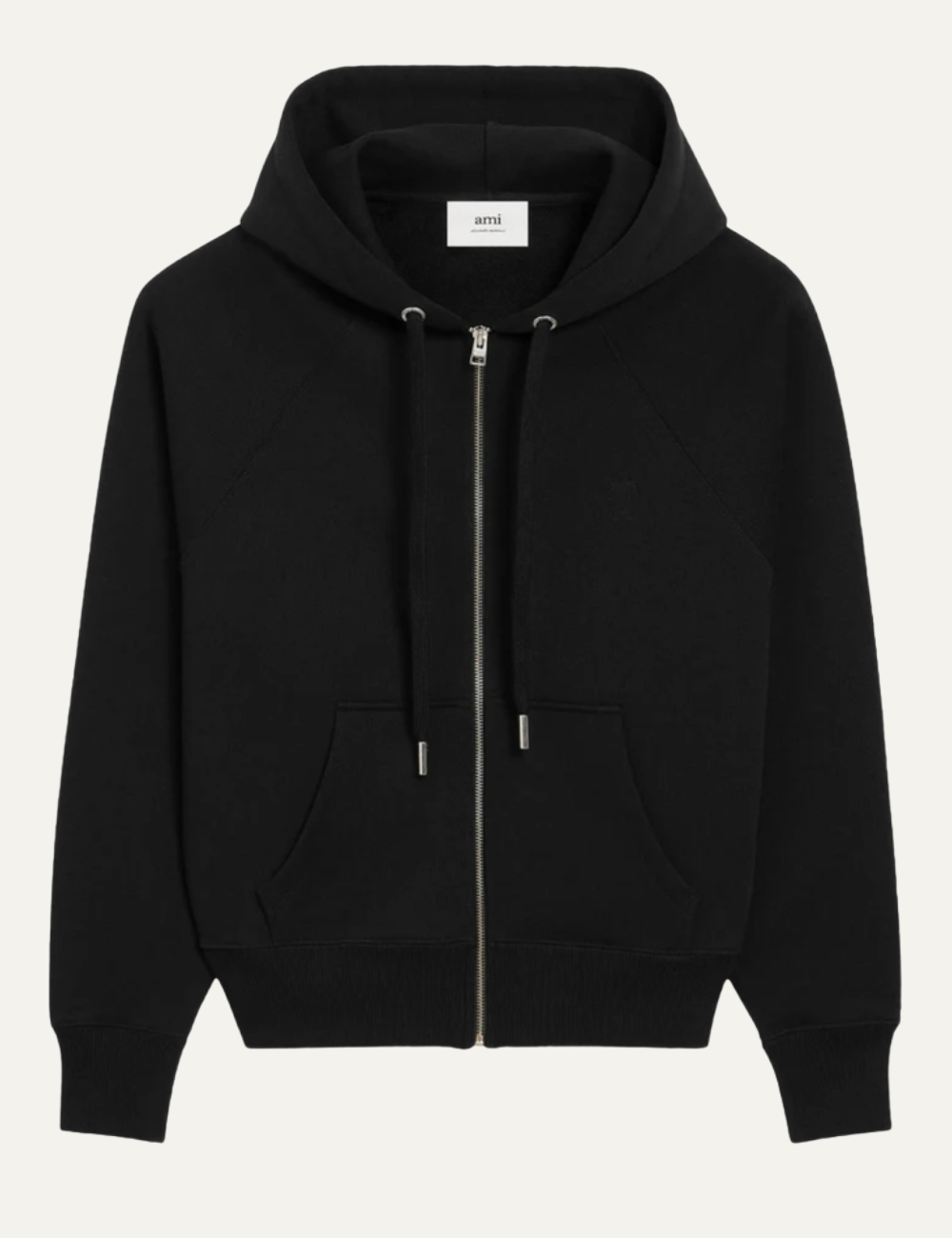 AMI ZIP UP HOODIE BLACK