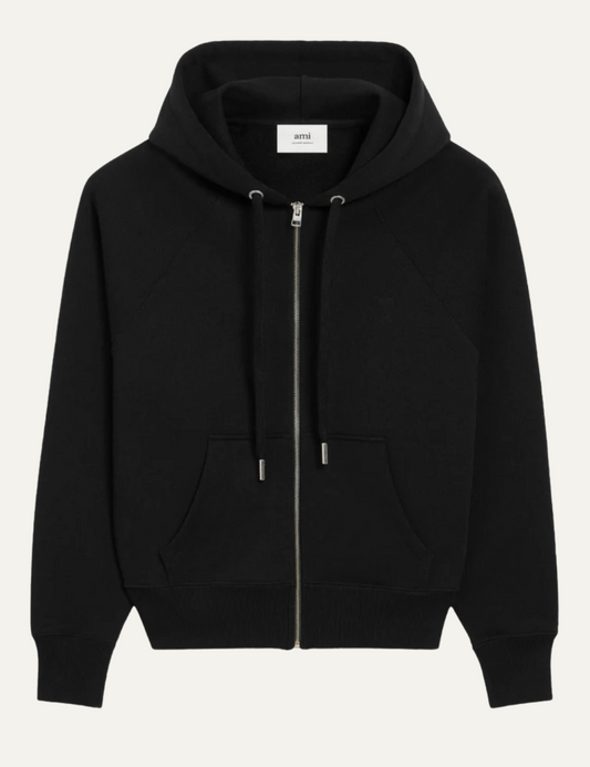 AMI ZIP UP HOODIE BLACK