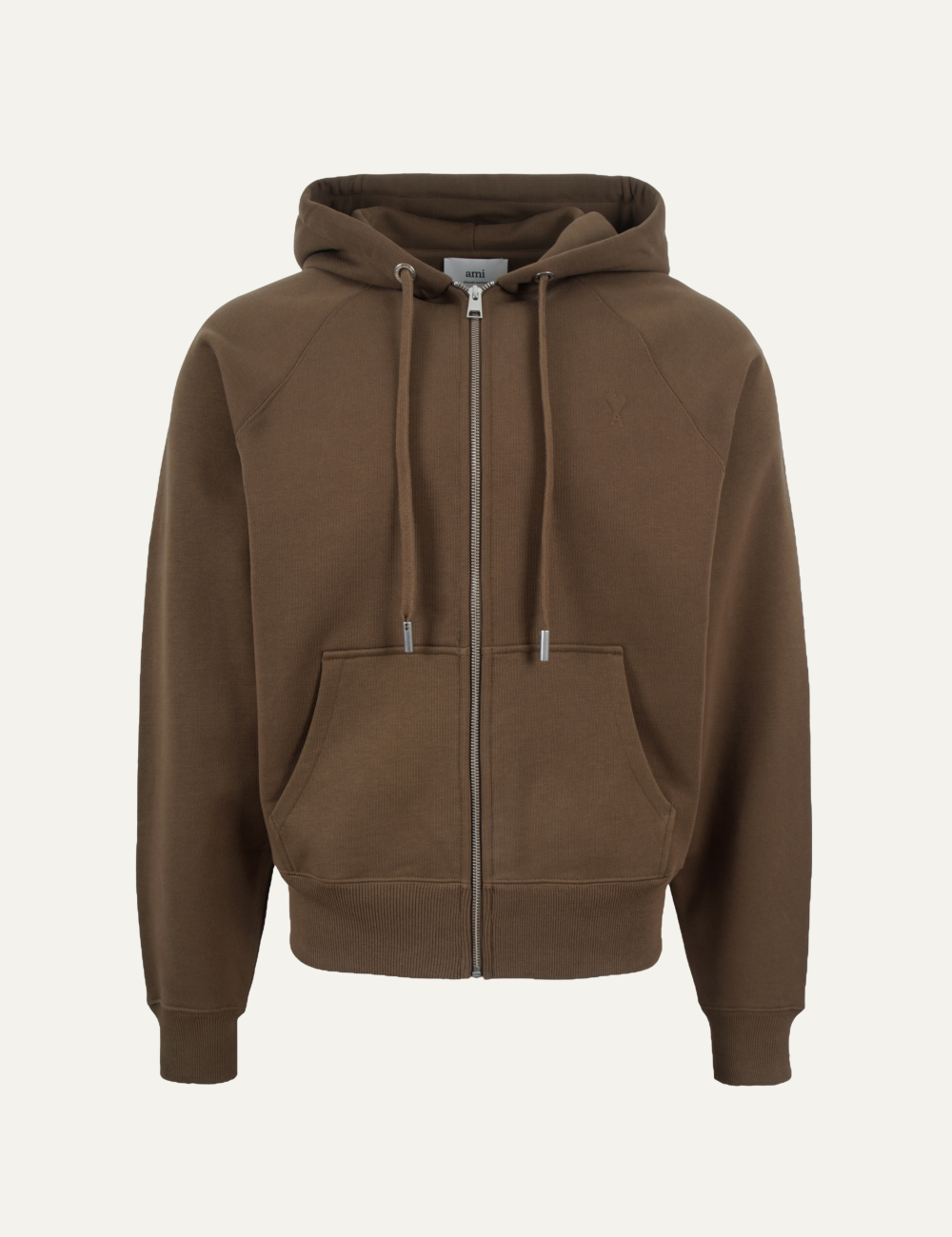 AMI ZIP UP HOODIE HAZELNUT