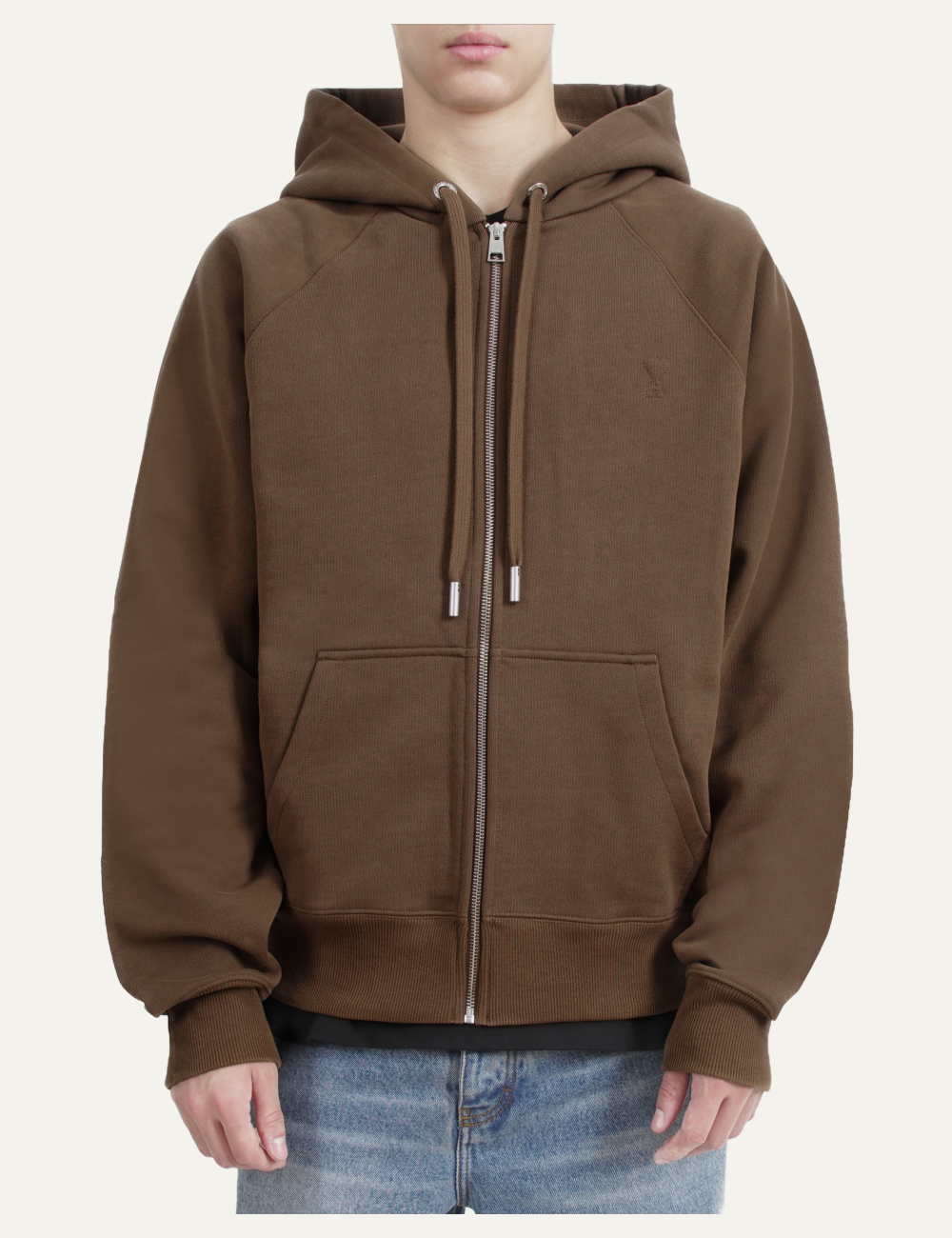 AMI ZIP UP HOODIE HAZELNUT