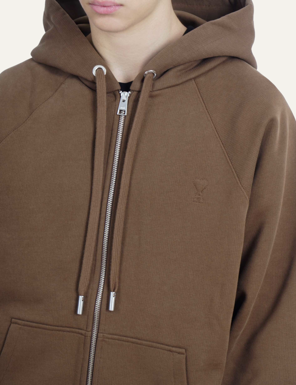 AMI ZIP UP HOODIE HAZELNUT