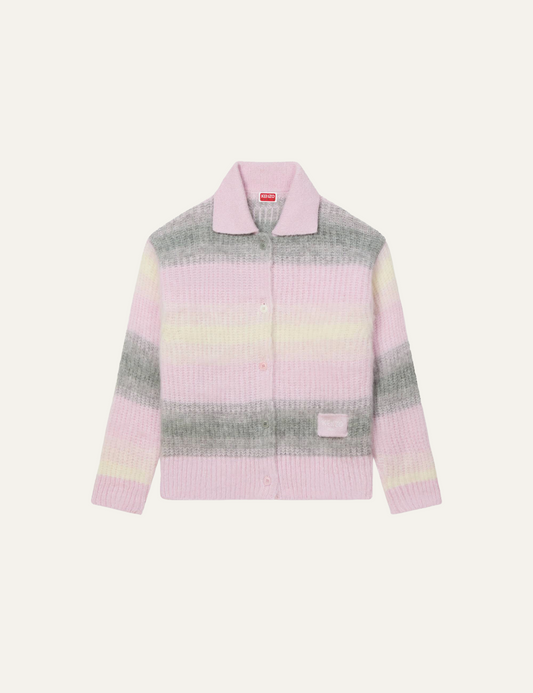 KENZO SPEED STRIPE AKIRY KNITTED CARDIGAN IN ALPACA WOOL
