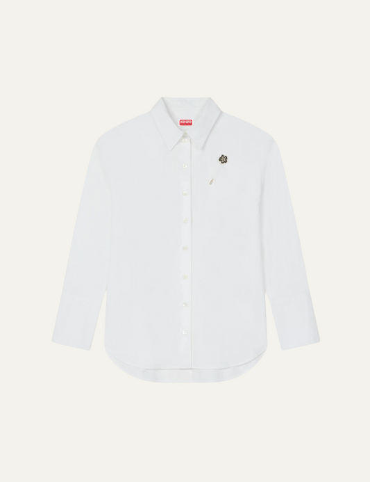 KENZO BOKE FLOWER PIN SHIRT IN POPLIN WHITE
