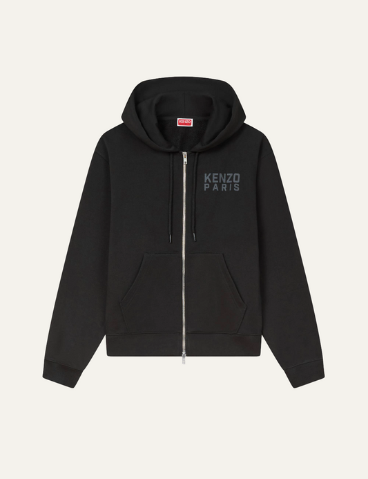 KENZO HAPPY TIGER ZIP UP HOODIE BLACK