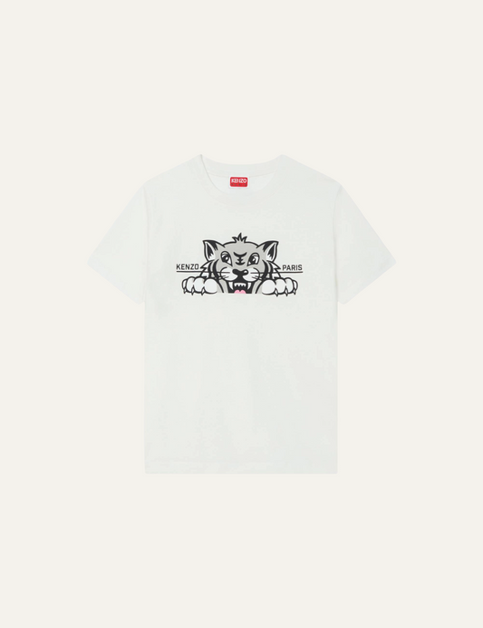 KENZO HAPPY TIGER LOOSE T-SHIRT OFF WHITE