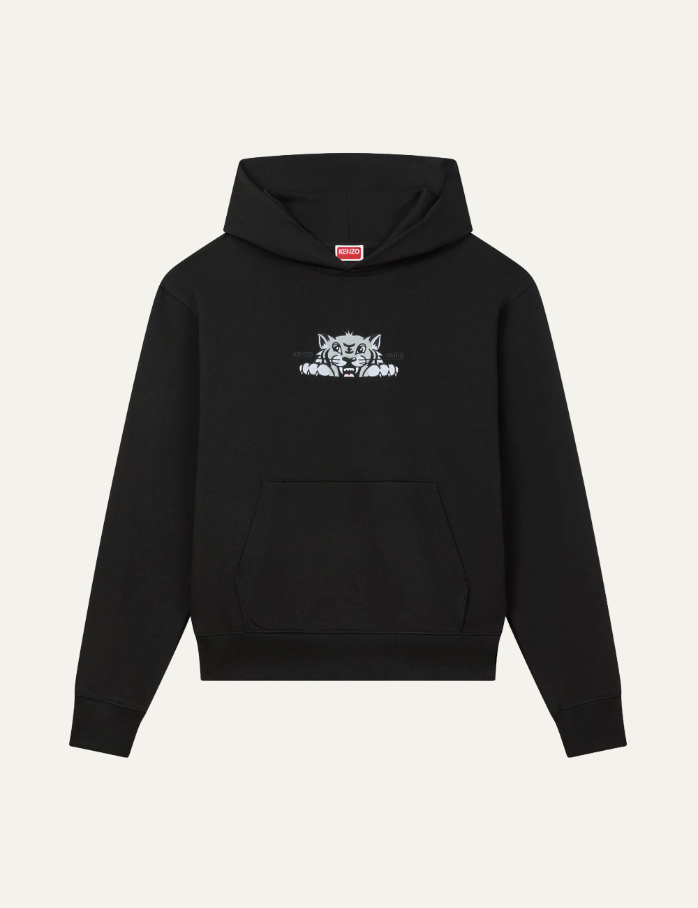 KENZO HAPPY TIGER EMBROIDERED HOODIE BLACK