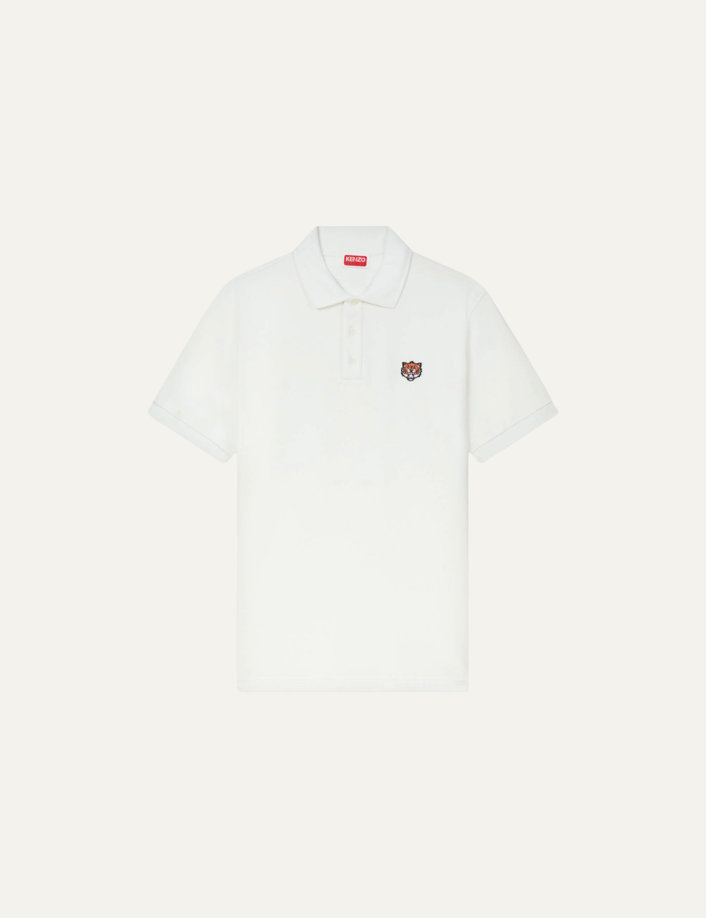 KENZO HAPPY TIGER EMBROIDERED SLIM POLO OFF WHITE