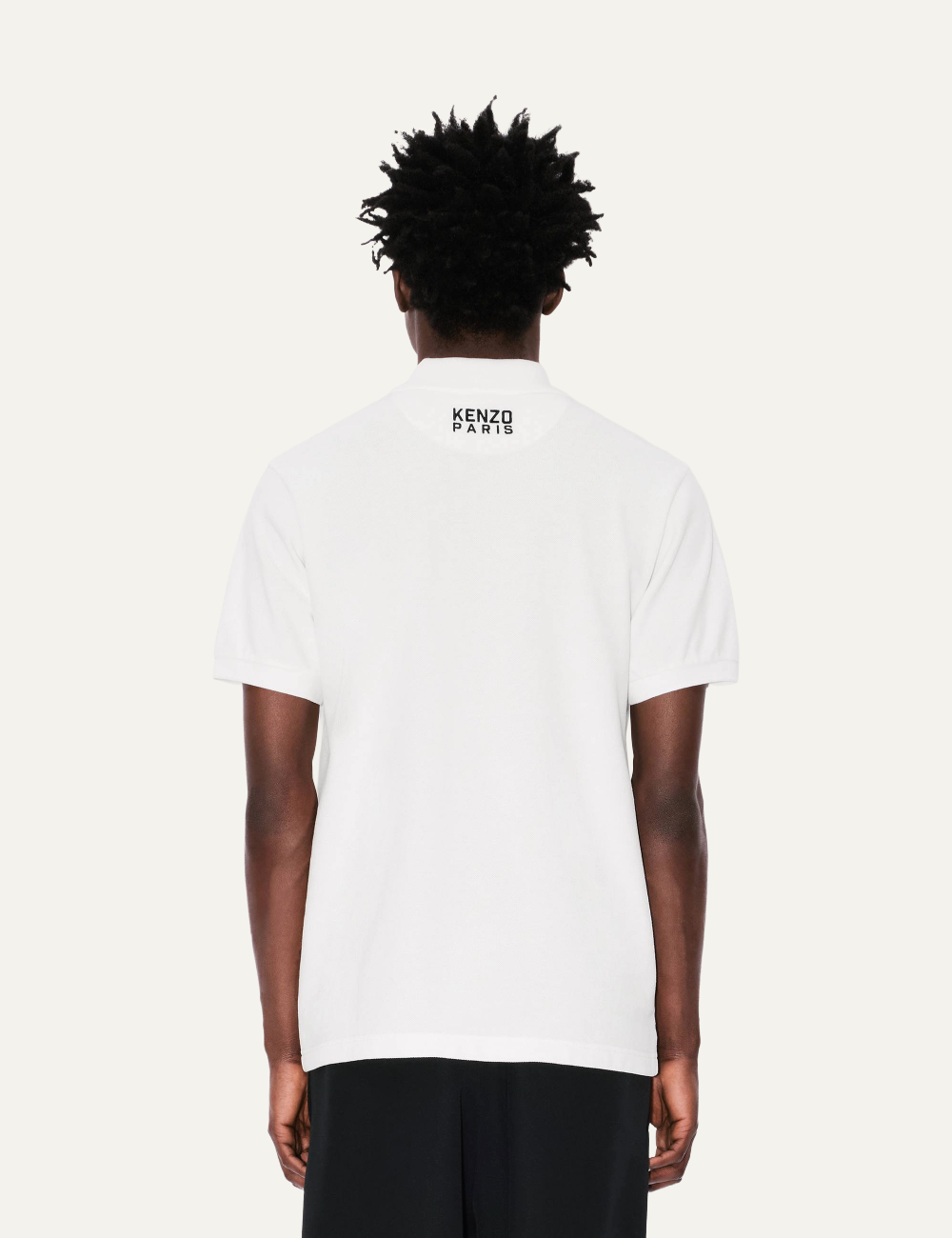 KENZO HAPPY TIGER EMBROIDERED SLIM POLO OFF WHITE