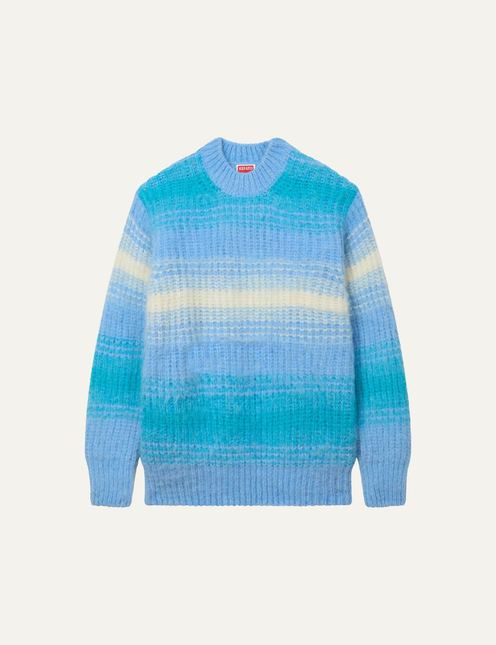 KENZO SPEED STRIPE HAIRY KNITTED JUMPER IN MIXED ALPACA WOOL
