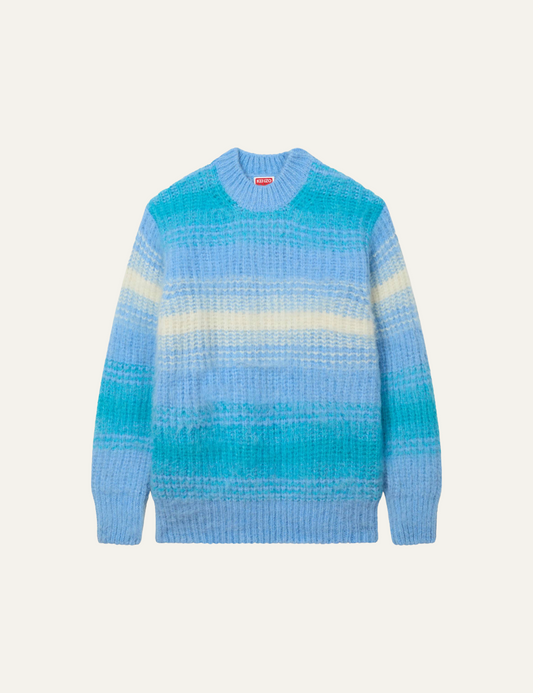 KENZO SPEED STRIPE HAIRY KNITTED JUMPER IN MIXED ALPACA WOOL