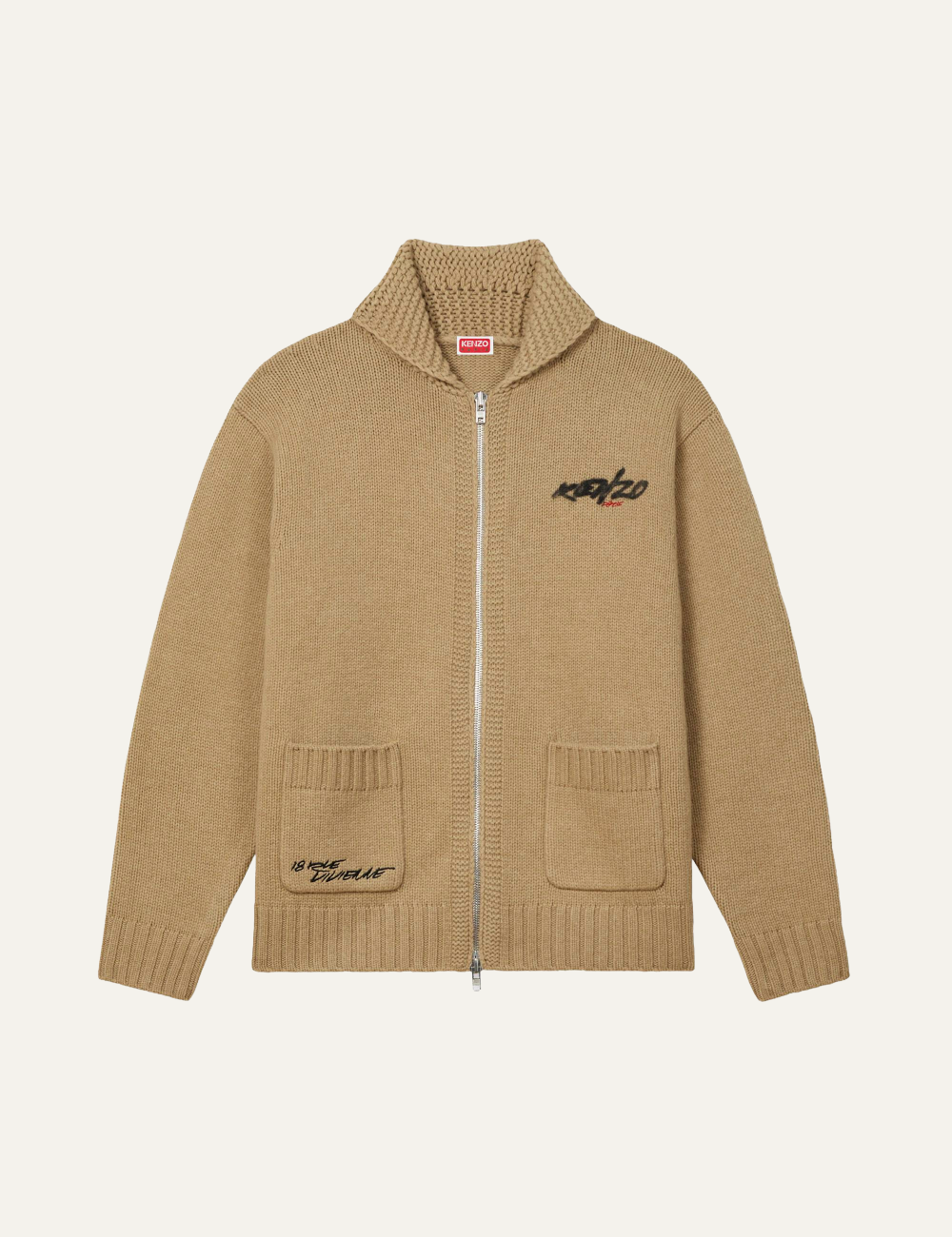 KENZO X FUTURA 2000 ZIPPED KNITTED CARDIGAN IN WOOL