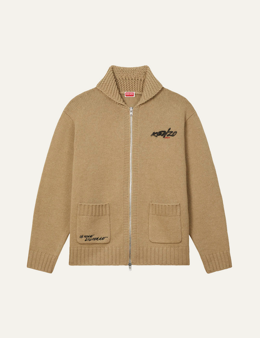 KENZO X FUTURA 2000 ZIPPED KNITTED CARDIGAN IN WOOL