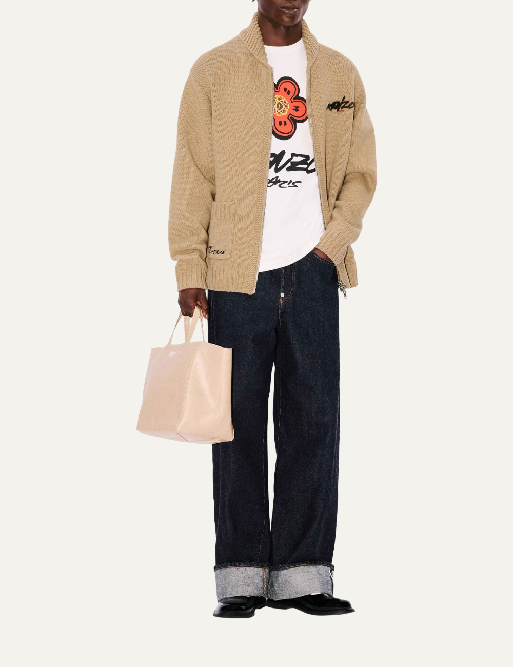 KENZO X FUTURA 2000 ZIPPED KNITTED CARDIGAN IN WOOL