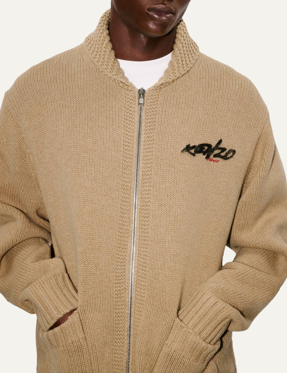 KENZO X FUTURA 2000 ZIPPED KNITTED CARDIGAN IN WOOL