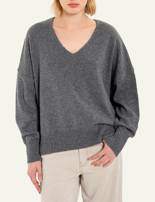 PHILOSOPHY V NECK SWEATER ANTHRACITE MELANGE