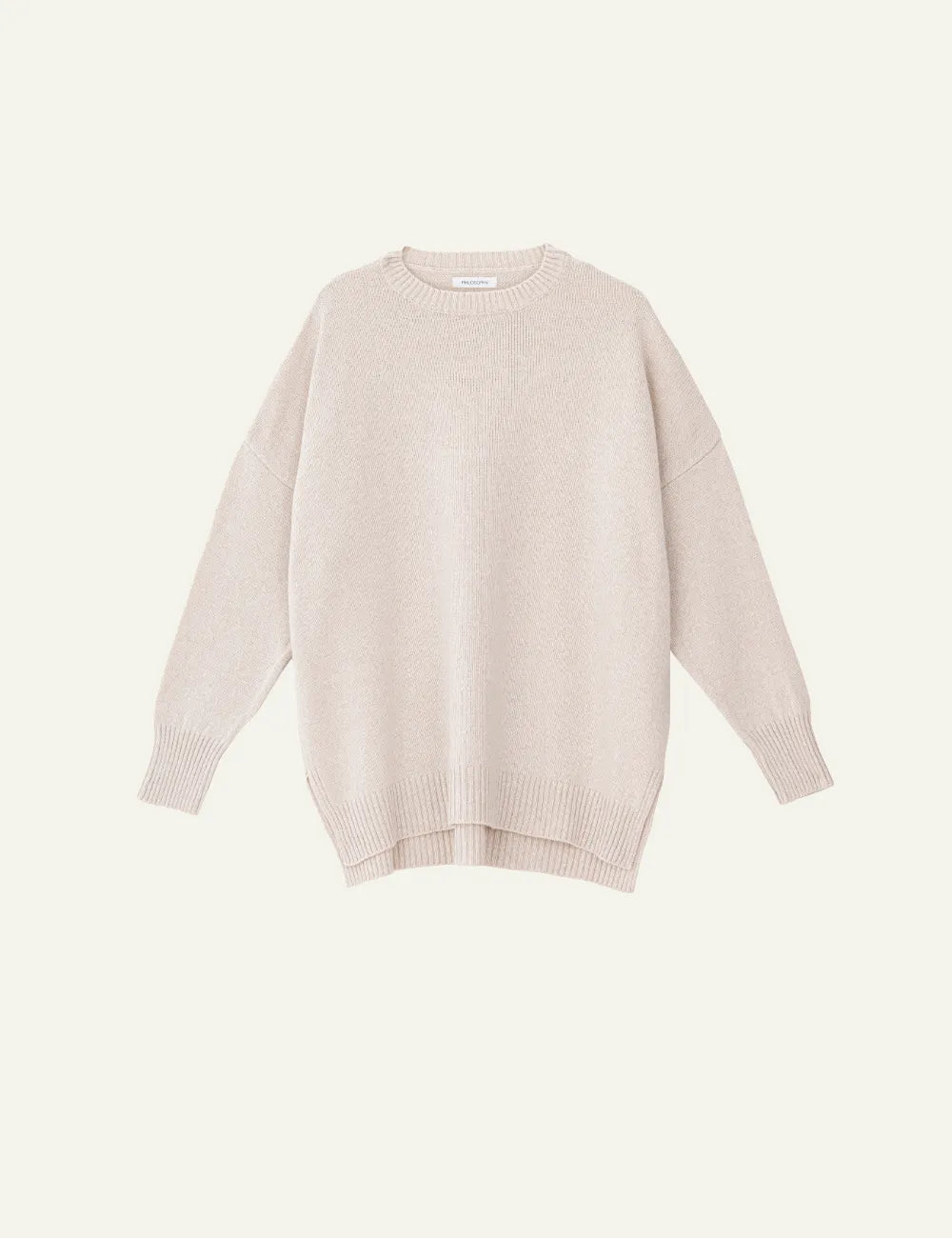 PHILOSOPHY ROUND NECK LONG SWEATER BEIGE MELANGE