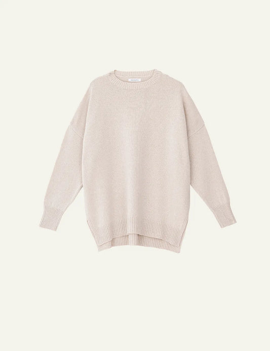 PHILOSOPHY ROUND NECK LONG SWEATER BEIGE MELANGE