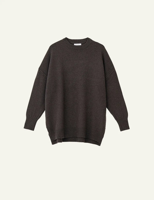 PHILOSOPHY ROUND NECK LONG SWEATER BROWN